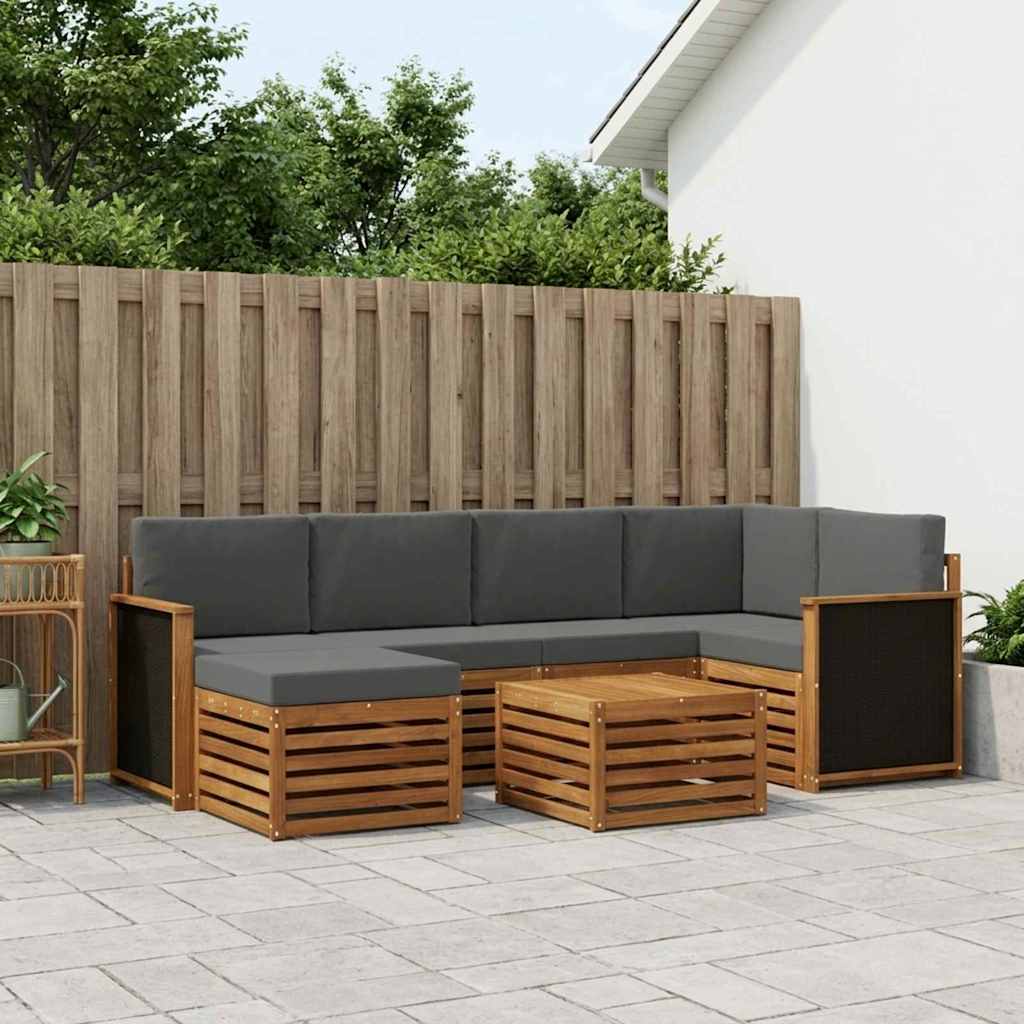 Set divano sezionale con cuscino 6 pcs Naturale e Antracite | homemem39