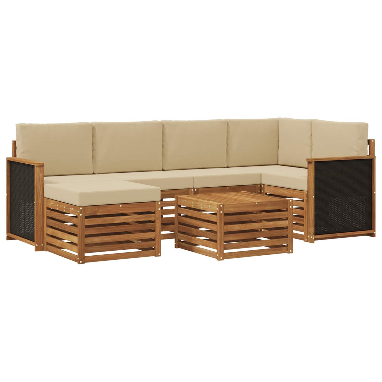 Set di divani da esterno 6 pz Naturale