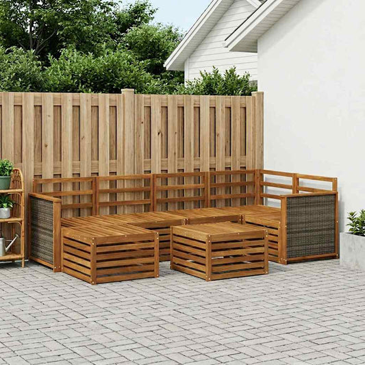 Set divano sezionale 6 pcs Naturale Legno di Acacia Massello