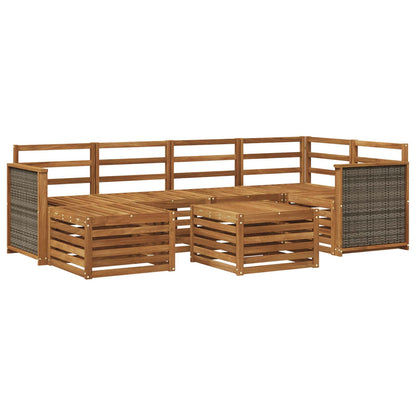 Set di divani da esterno 6 pz Naturale Legno di Acacia Massello