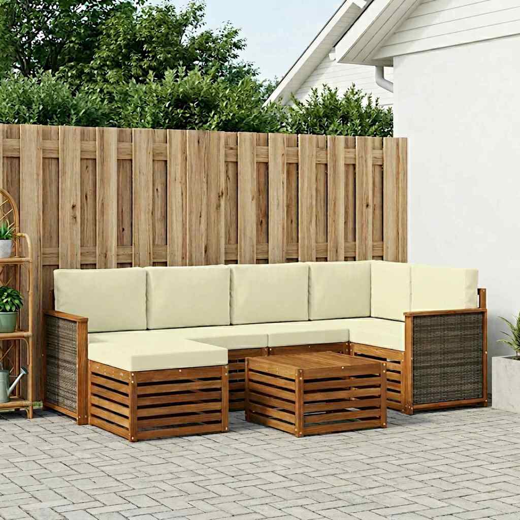 Set divano sezionale con cuscino 6 pcs Naturale e Crema | homemem39