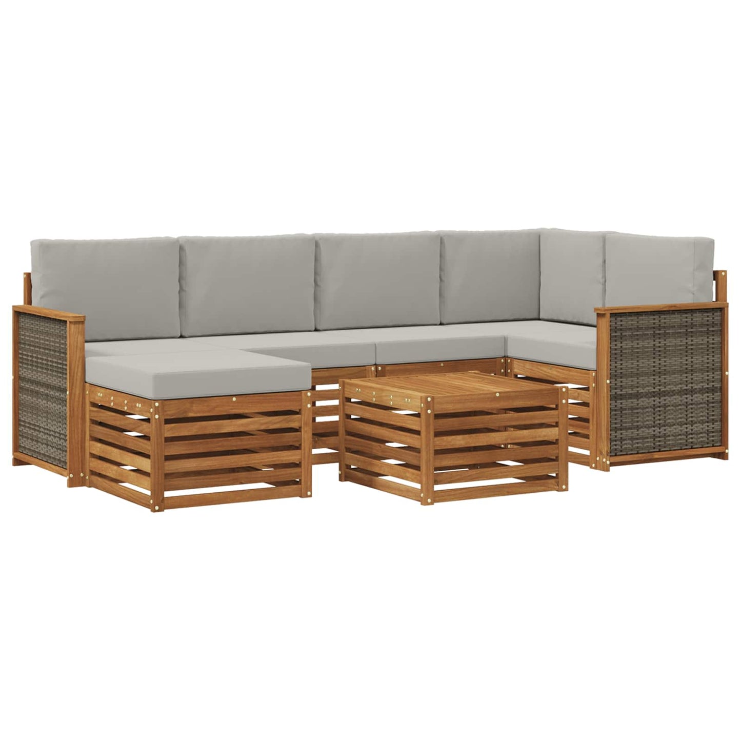 Set divano sezionale con cuscino 6 pcs Naturale e Grigio Chiaro | homemem39