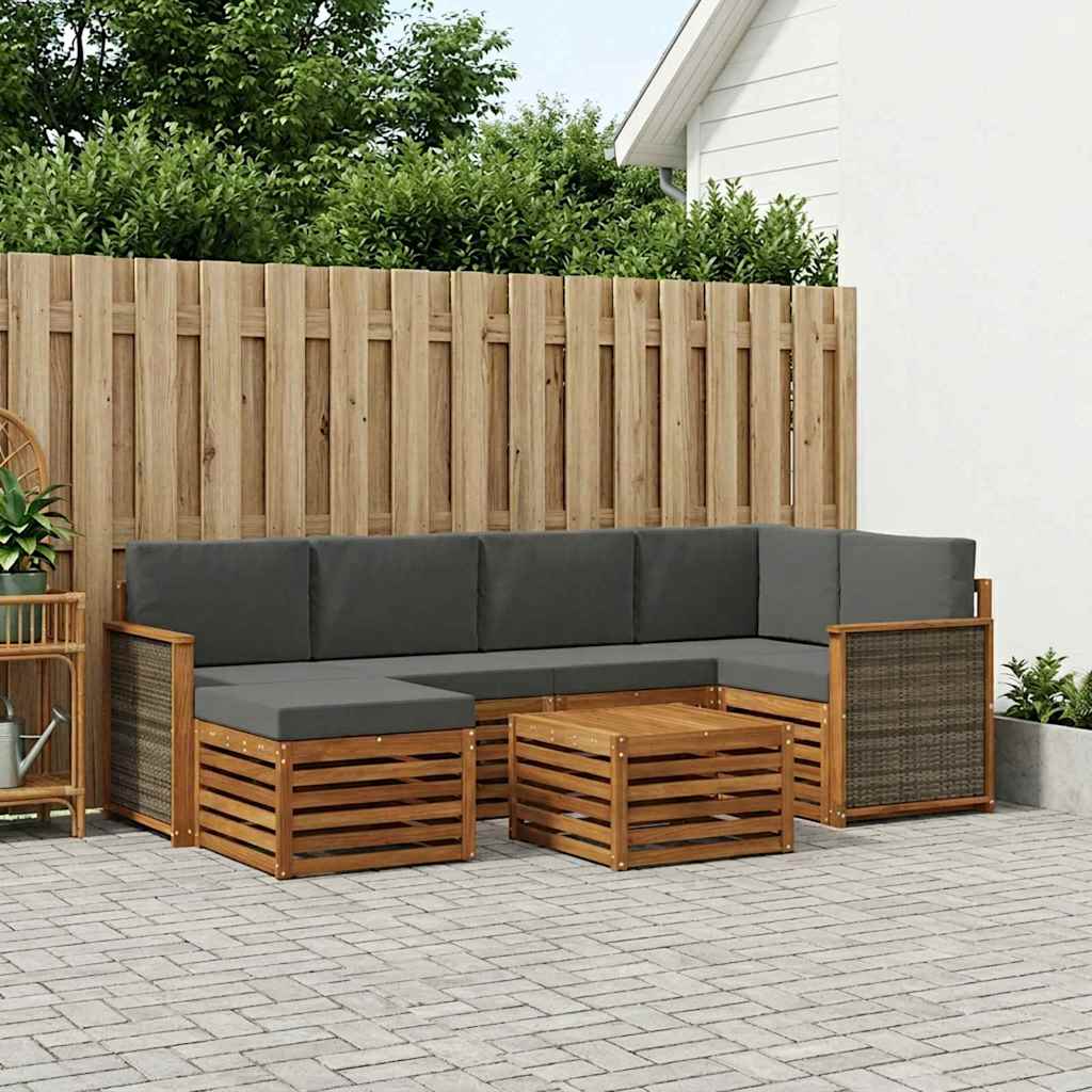 Set divano sezionale con cuscino 6 pcs Naturale e Antracite | homemem39
