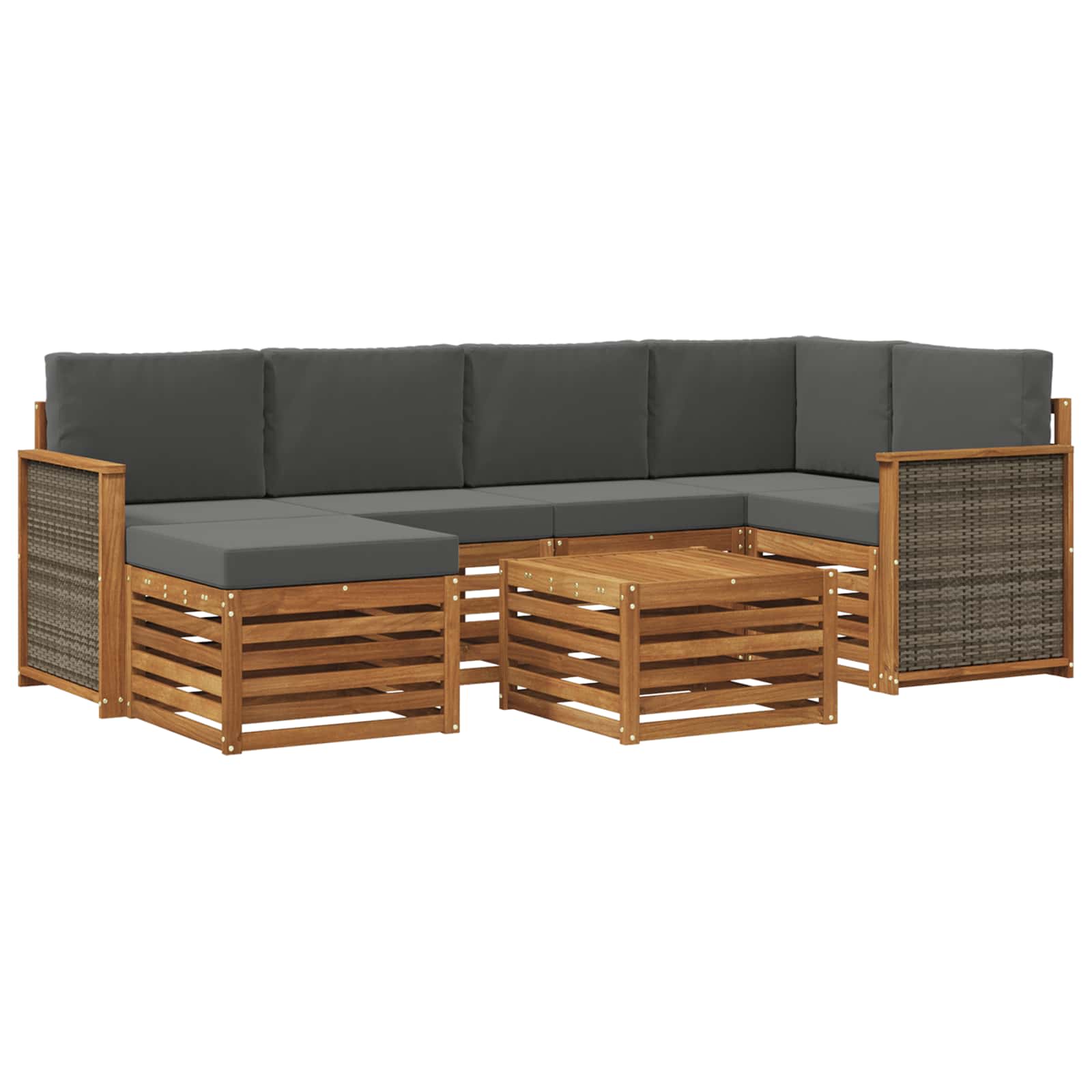 Set divano sezionale con cuscino 6 pcs Naturale e Antracite | homemem39