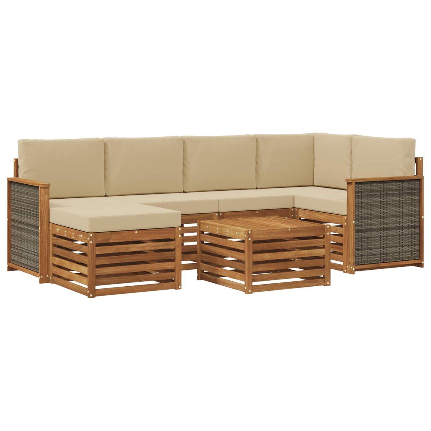 Set divano sezionale con cuscino 6 pcs Naturale