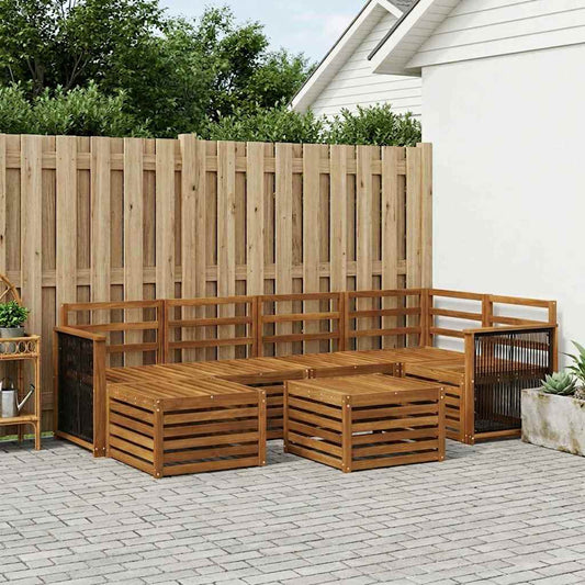 Set divano sezionale 6 pcs Naturale Legno di Acacia Massello | homemem39