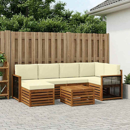 Set divano sezionale con cuscino 6 pcs Naturale e Crema