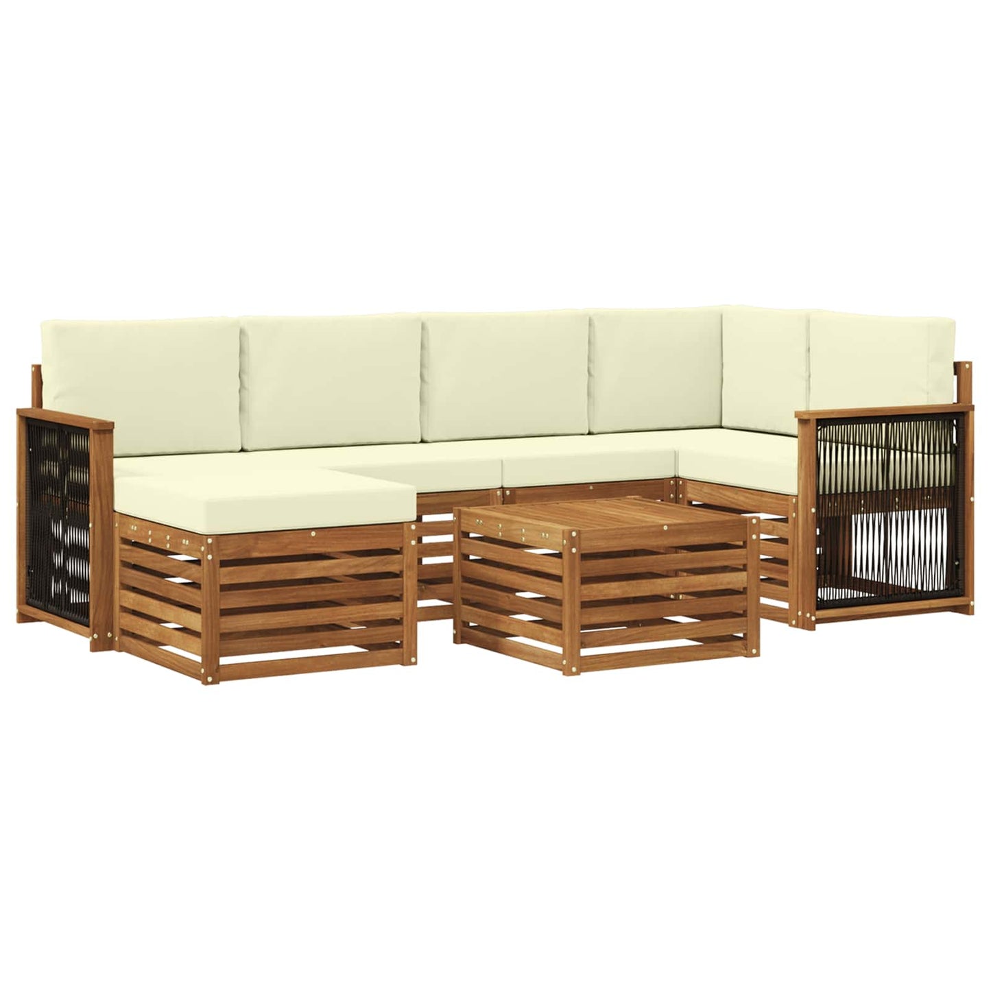 Set divano sezionale con cuscino 6 pcs Naturale e Crema