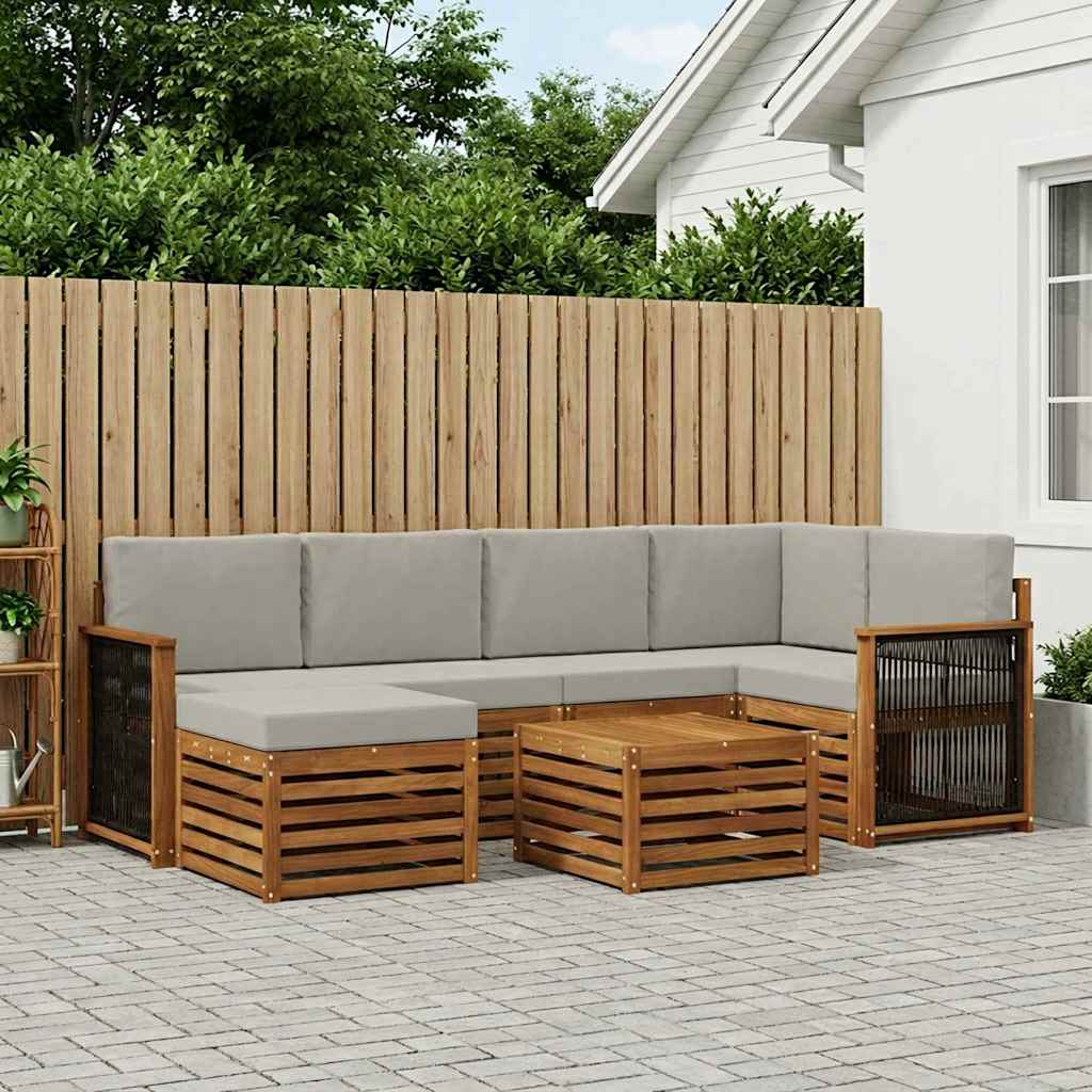 Set divano sezionale con cuscino 6 pcs Naturale e Grigio Chiaro | homemem39