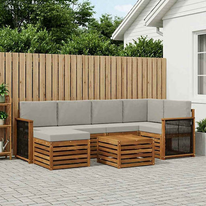 Set divano sezionale con cuscino 6 pcs Naturale e Grigio Chiaro | homemem39