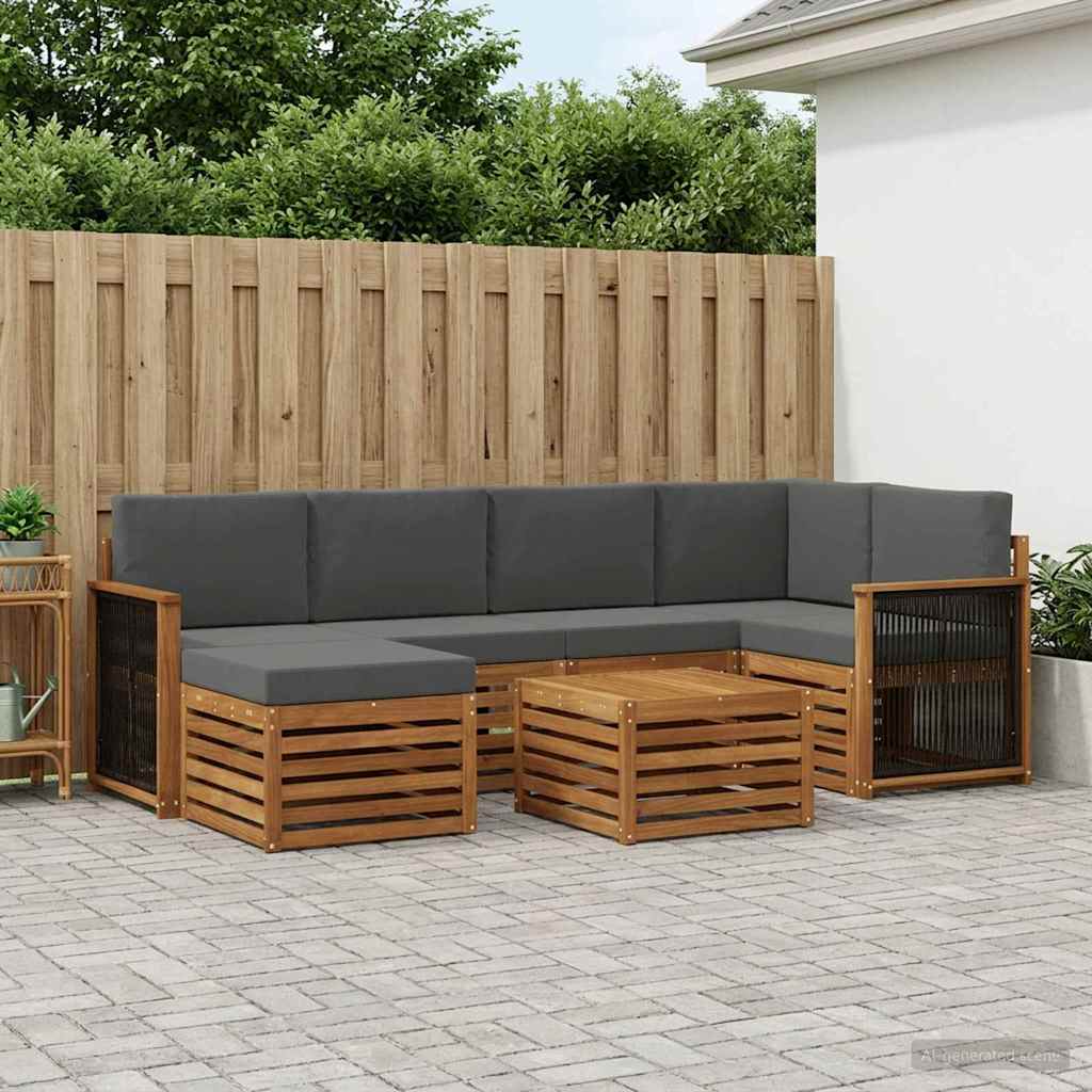 Set divano sezionale con cuscino 6 pcs Naturale e Antracite