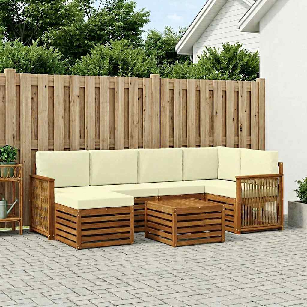 Set divano sezionale con cuscino 6 pcs Naturale e Crema | homemem39