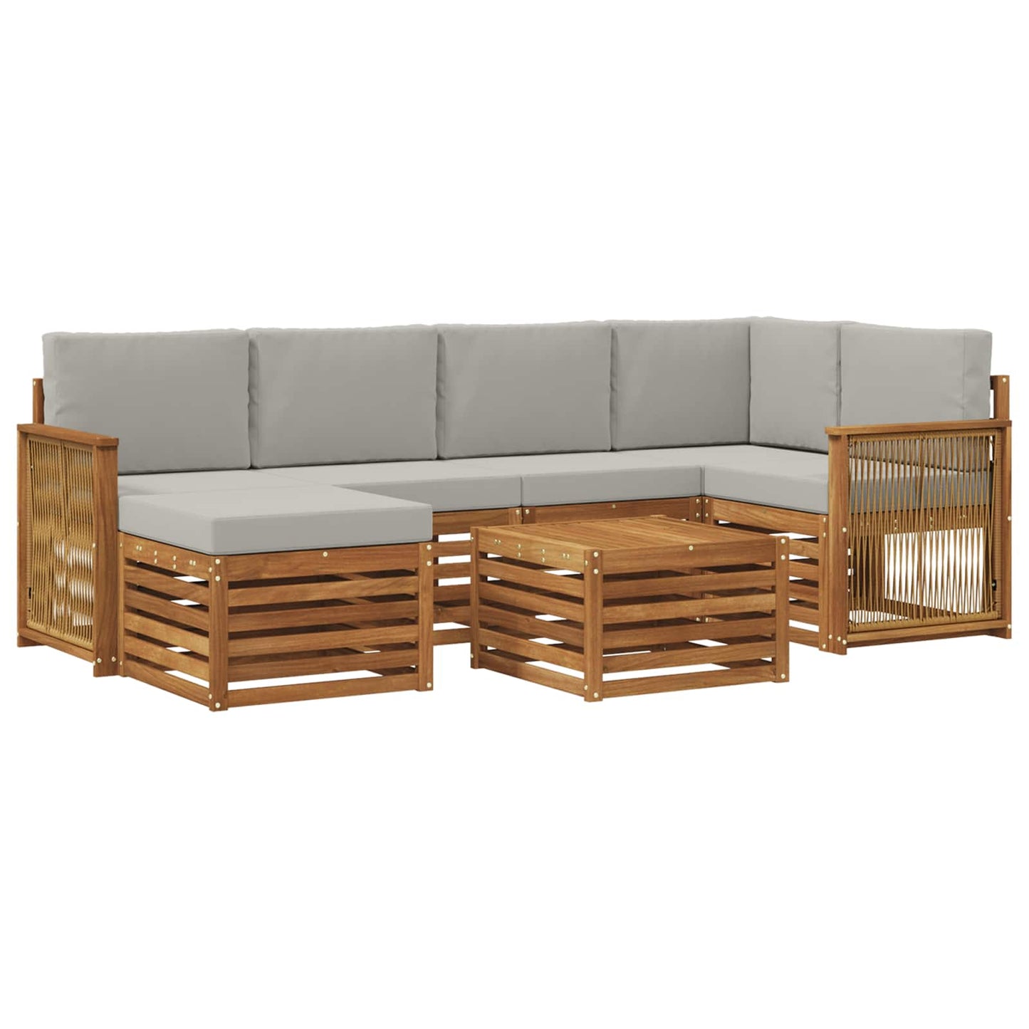 Set divano sezionale con cuscino 6 pcs Naturale e Grigio Chiaro