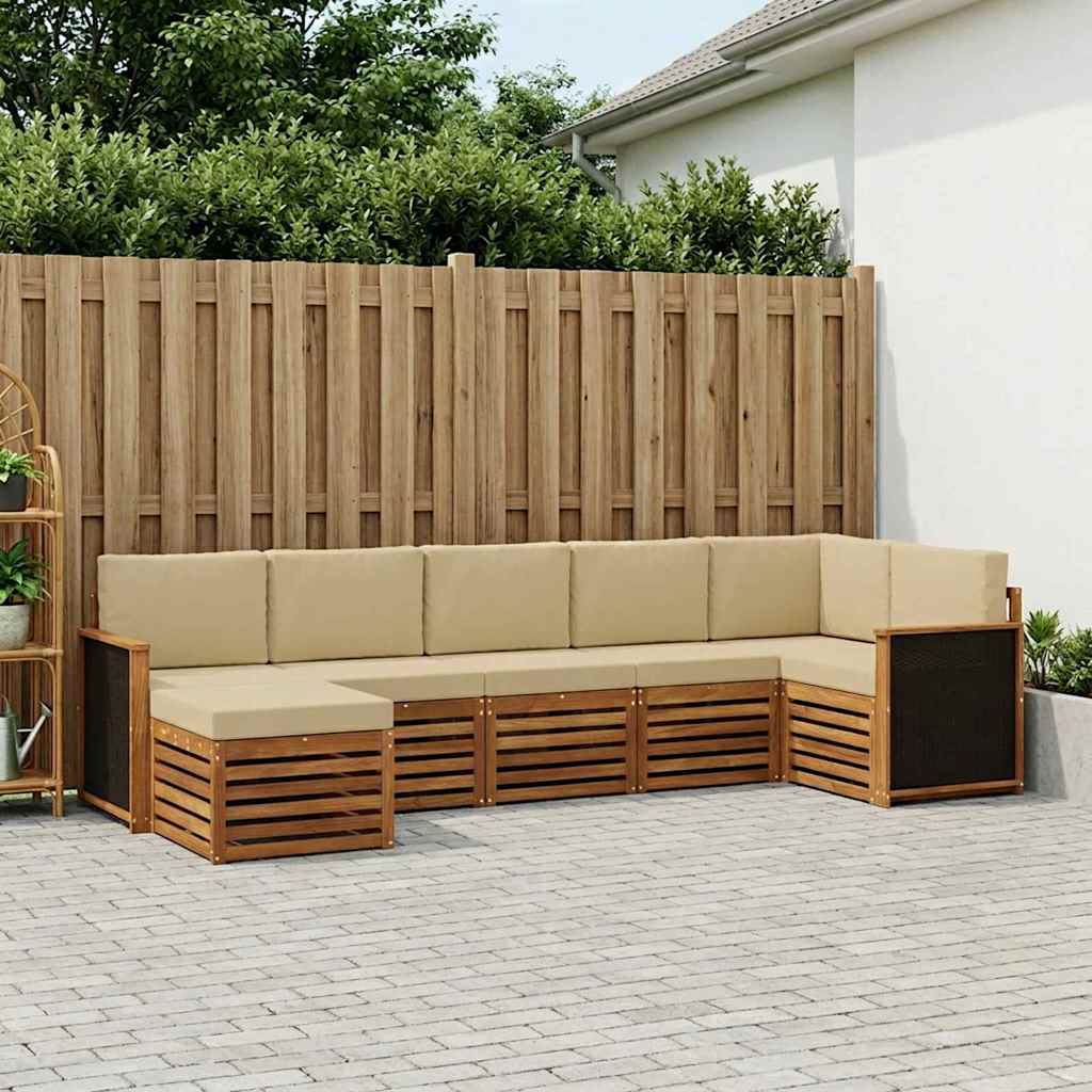 Set divano sezionale con cuscino 6 pcs Naturale
