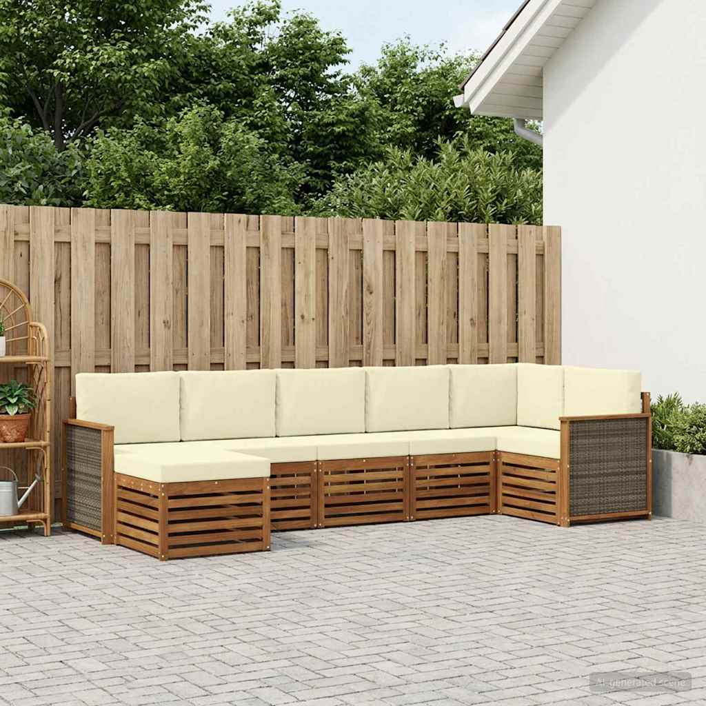 Set divano sezionale con cuscino 6 pcs Naturale e Crema