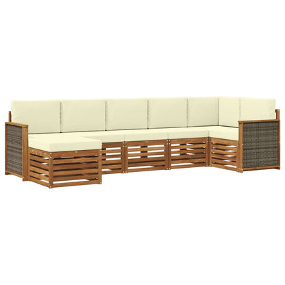 Set divano sezionale con cuscino 6 pcs Naturale e Crema
