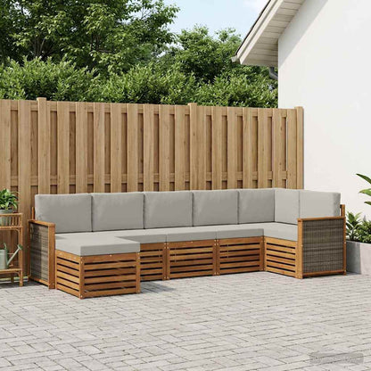 Set divano sezionale con cuscino 6 pcs Naturale e Grigio Chiaro