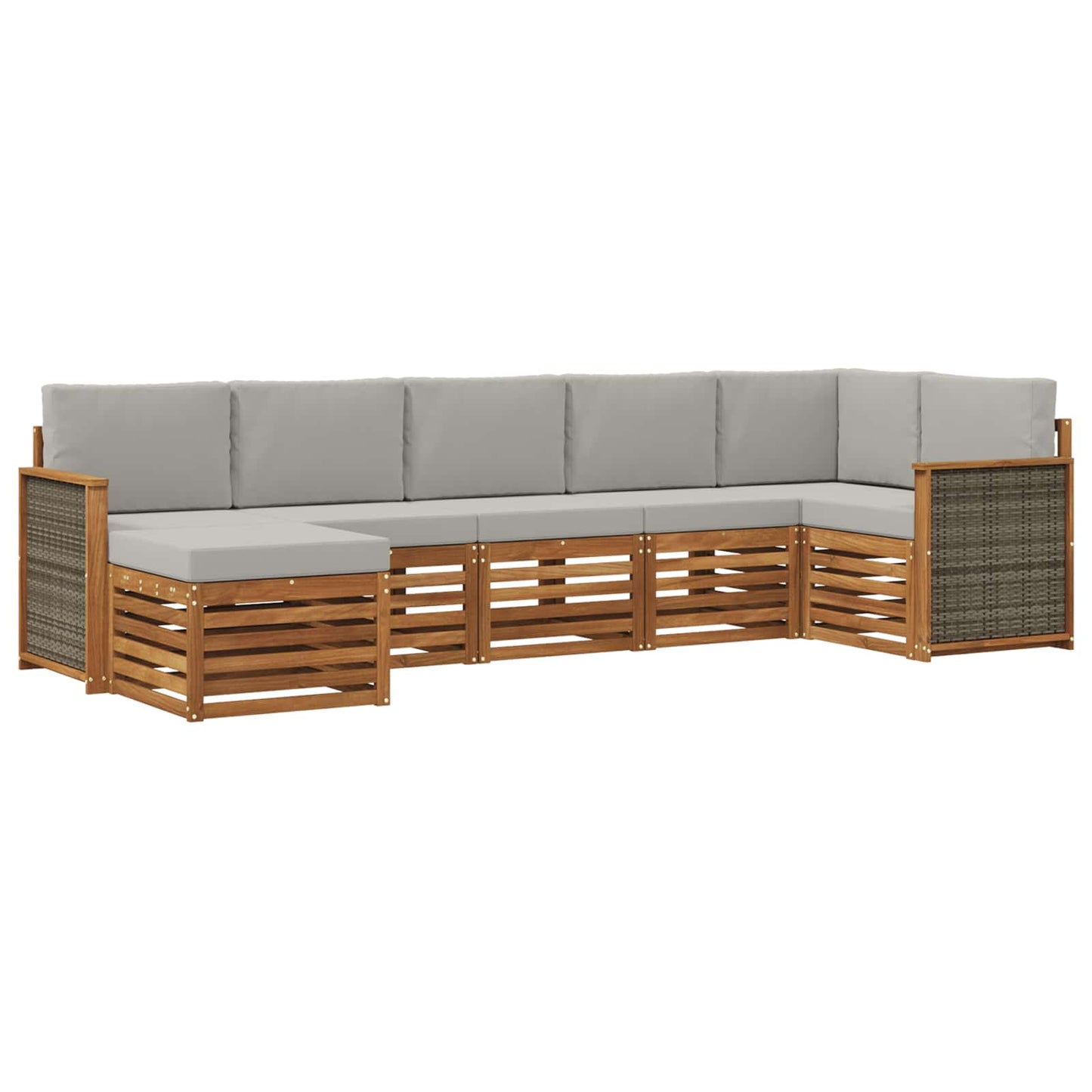 Set di divani da esterno 6 pz Naturale e Grigio Chiaro