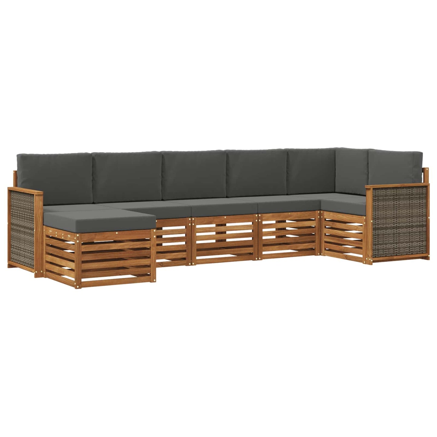 Set di divani da esterno 6 pz Naturale e Antracite