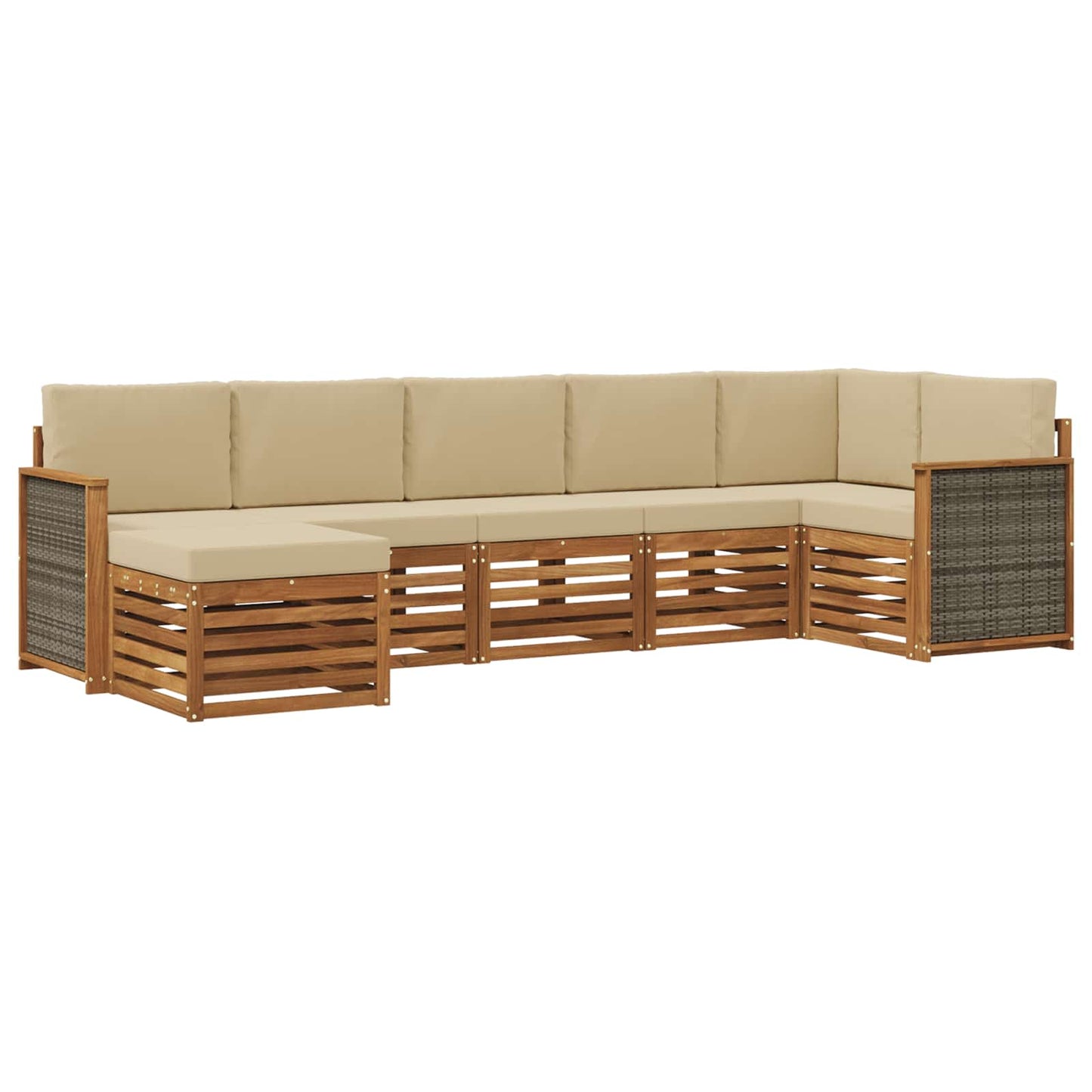 Set divano sezionale con cuscino 6 pcs Naturale