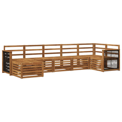 Set di divani da esterno 6 pz Naturale Legno di Acacia Massello