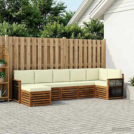 Set divano sezionale con cuscino 6 pcs Naturale e Crema