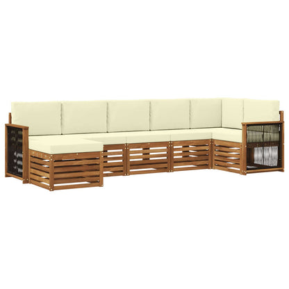 Set di divani da esterno 6 pz Naturale e Crema