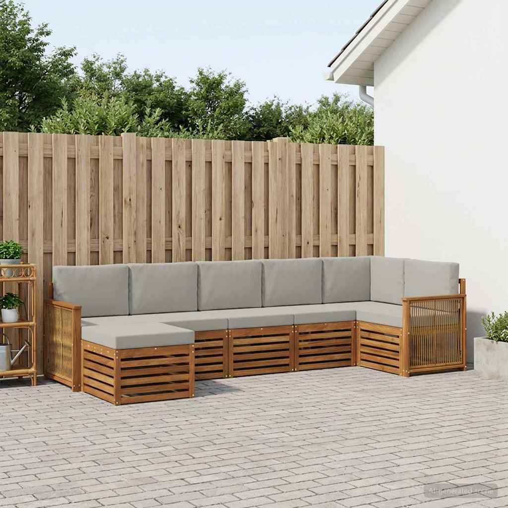 Set divano sezionale con cuscino 6 pcs Naturale e Grigio Chiaro