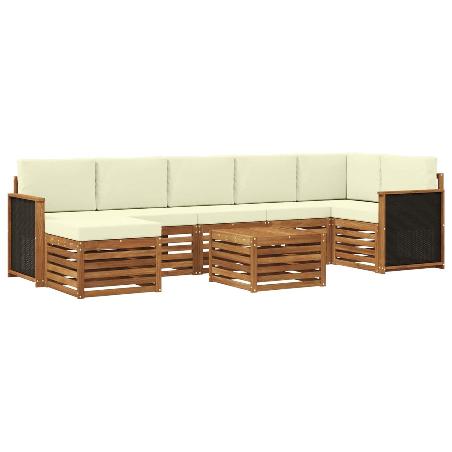 Set di divani da esterno con cuscino 7 pcs Naturale e Crema | homemem39