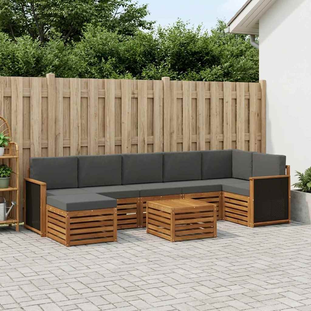 Set di divani da esterno con cuscino 7 pcs Naturale e Antracite | homemem39