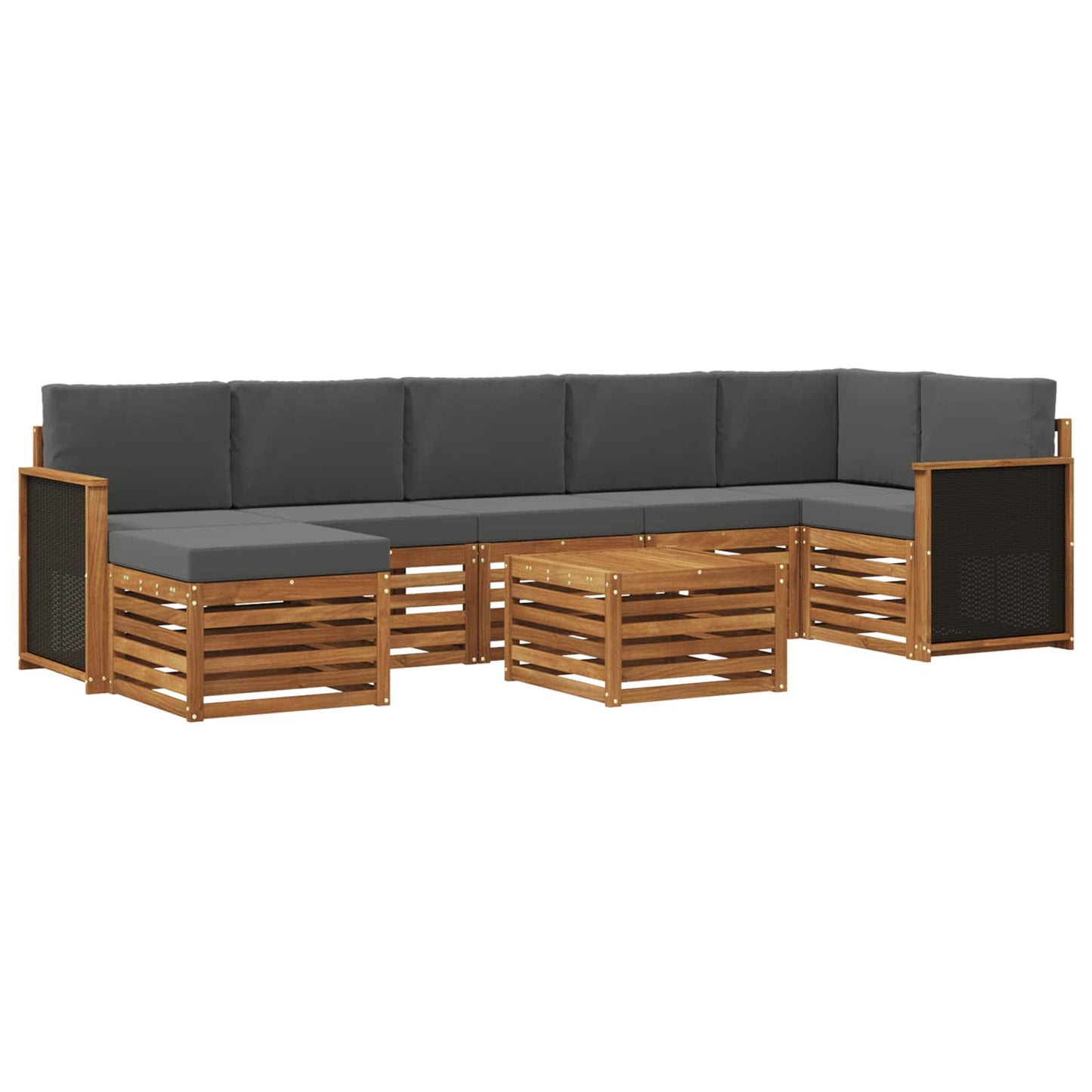 Set di divani da esterno con cuscino 7 pcs Naturale e Antracite | homemem39