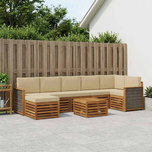 Set di divani da esterno con cuscino 7 pcs Naturale