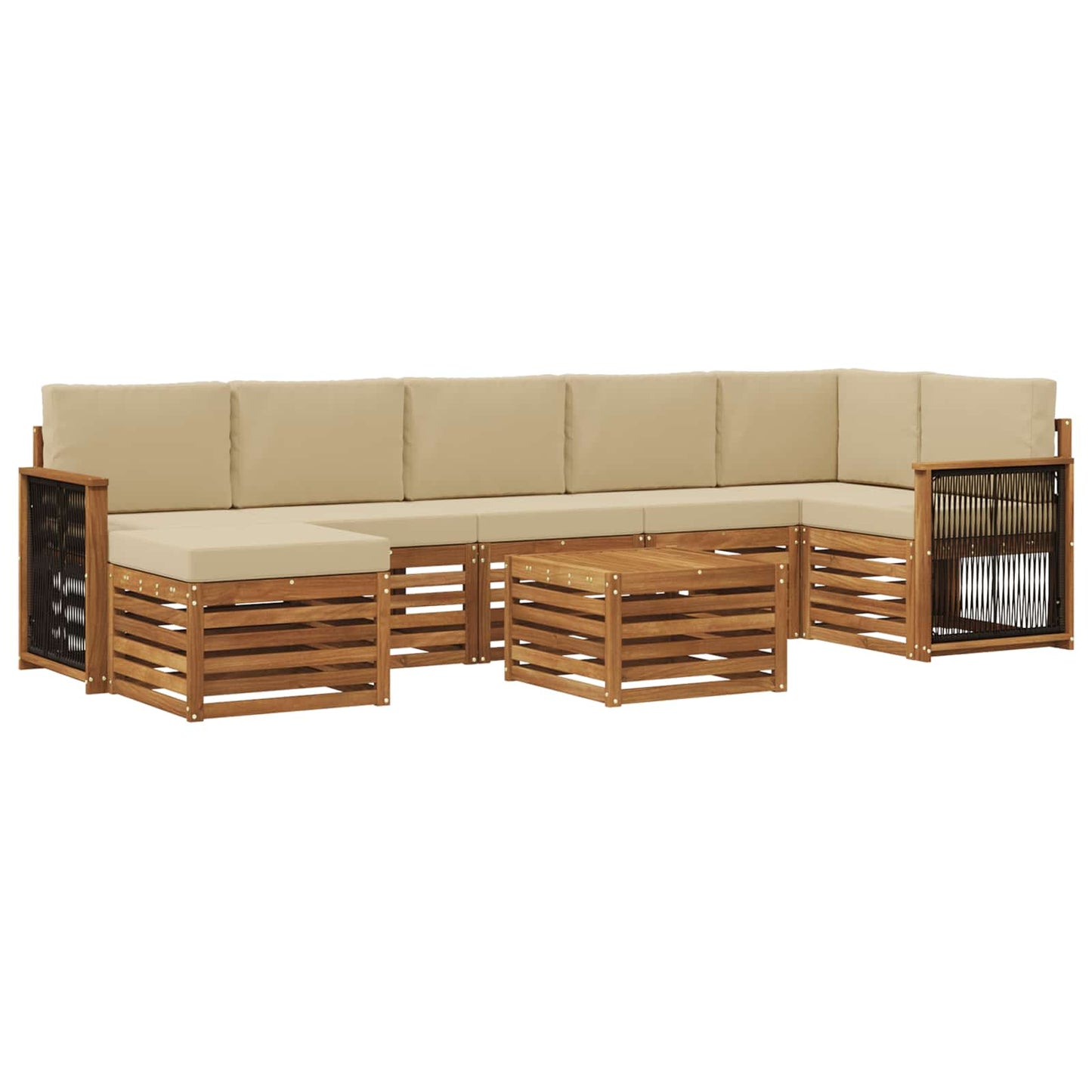 Set di divani da esterno con cuscino 7 pcs Naturale | homemem39