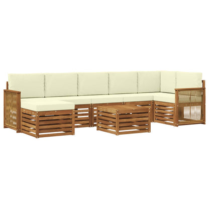 Set di divani da esterno con cuscino 7 pcs Naturale e Crema | homemem39