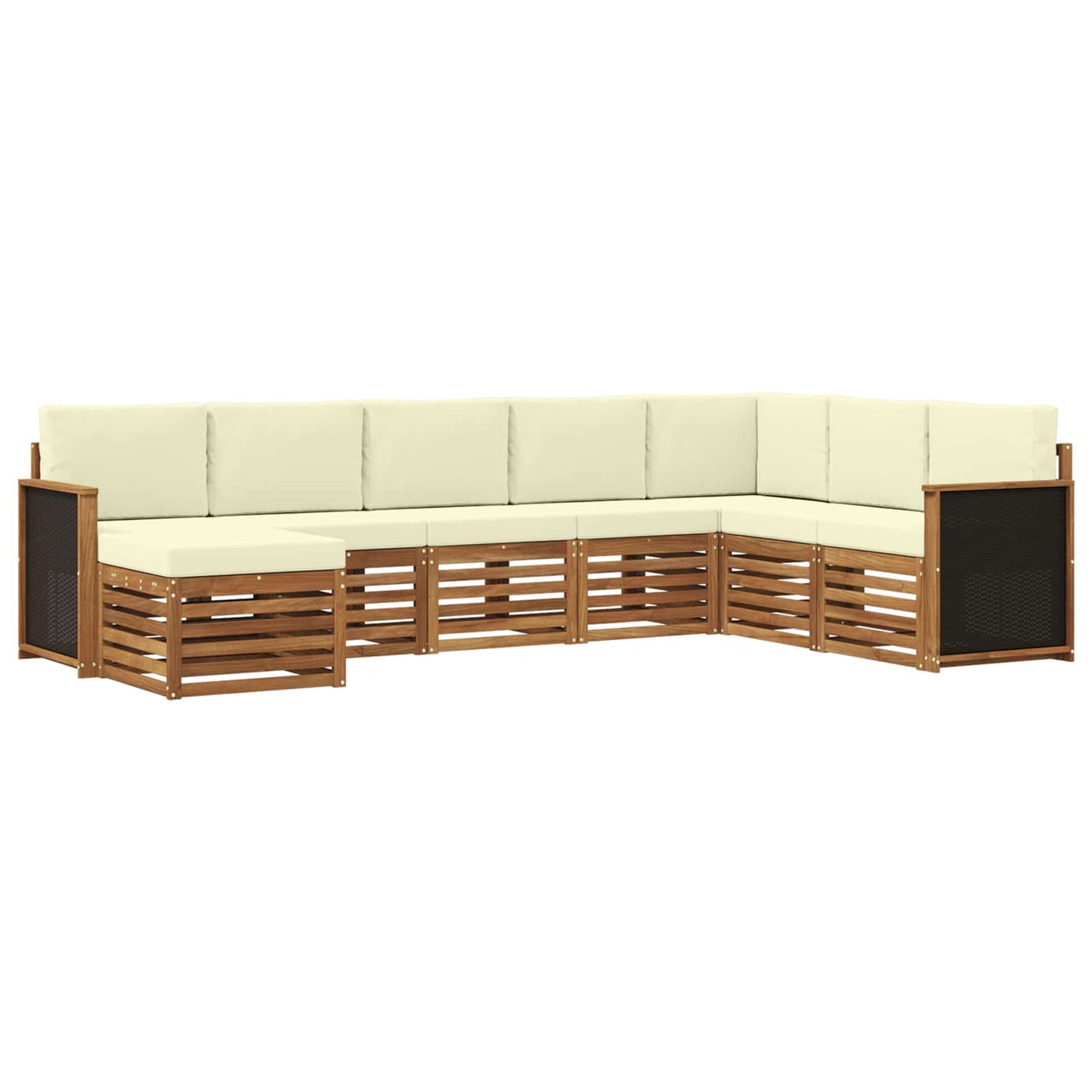 Set di divani da esterno 6 pz Naturale e Crema