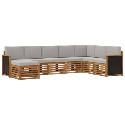 Set di divani da esterno 6 pz Naturale e Grigio Chiaro
