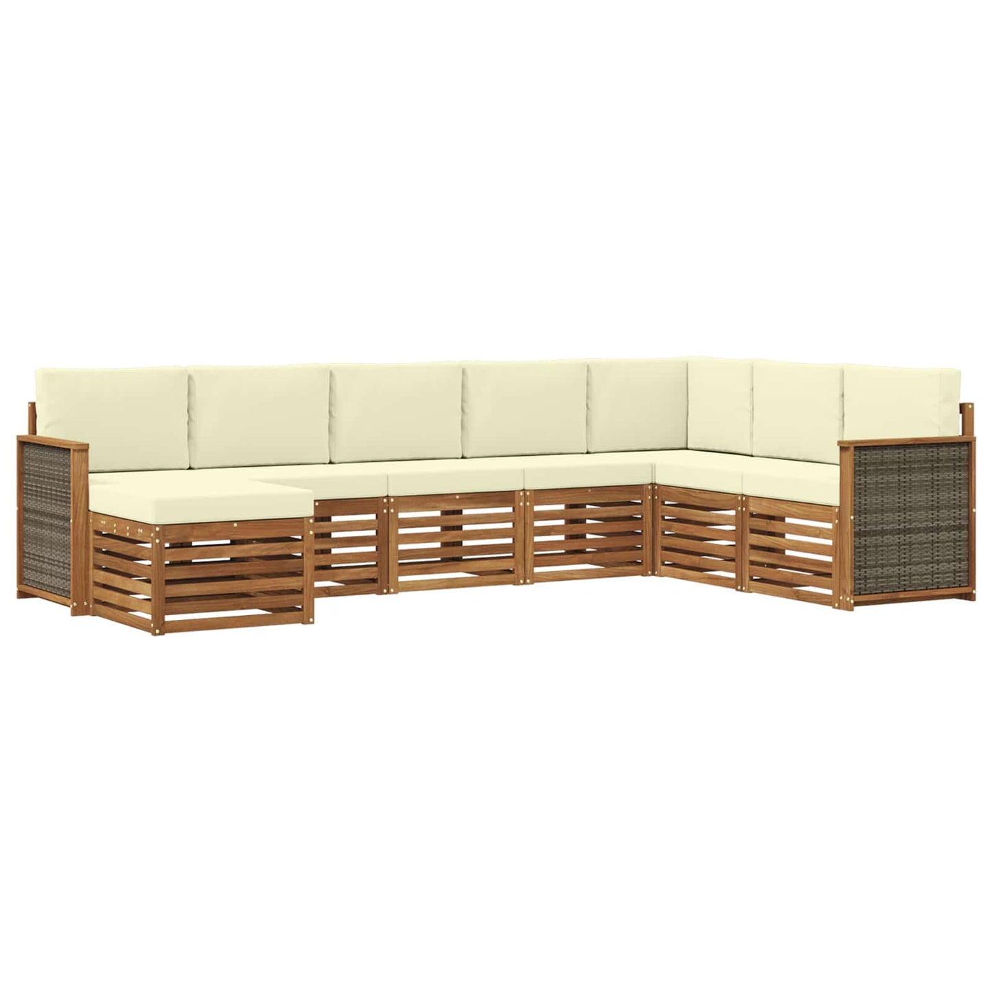 Set di divani da esterno con cuscino 6 pcs Naturale e Crema