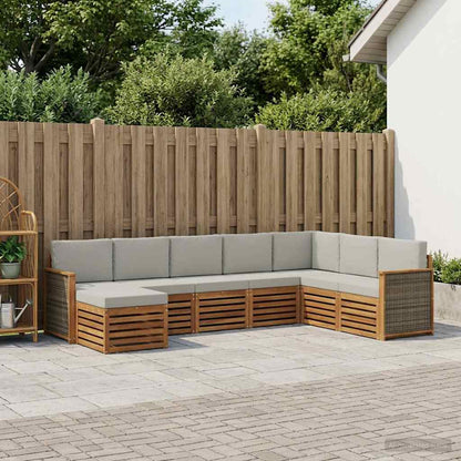 Set di divani da esterno 6 pcs Naturale e Grigio Chiaro