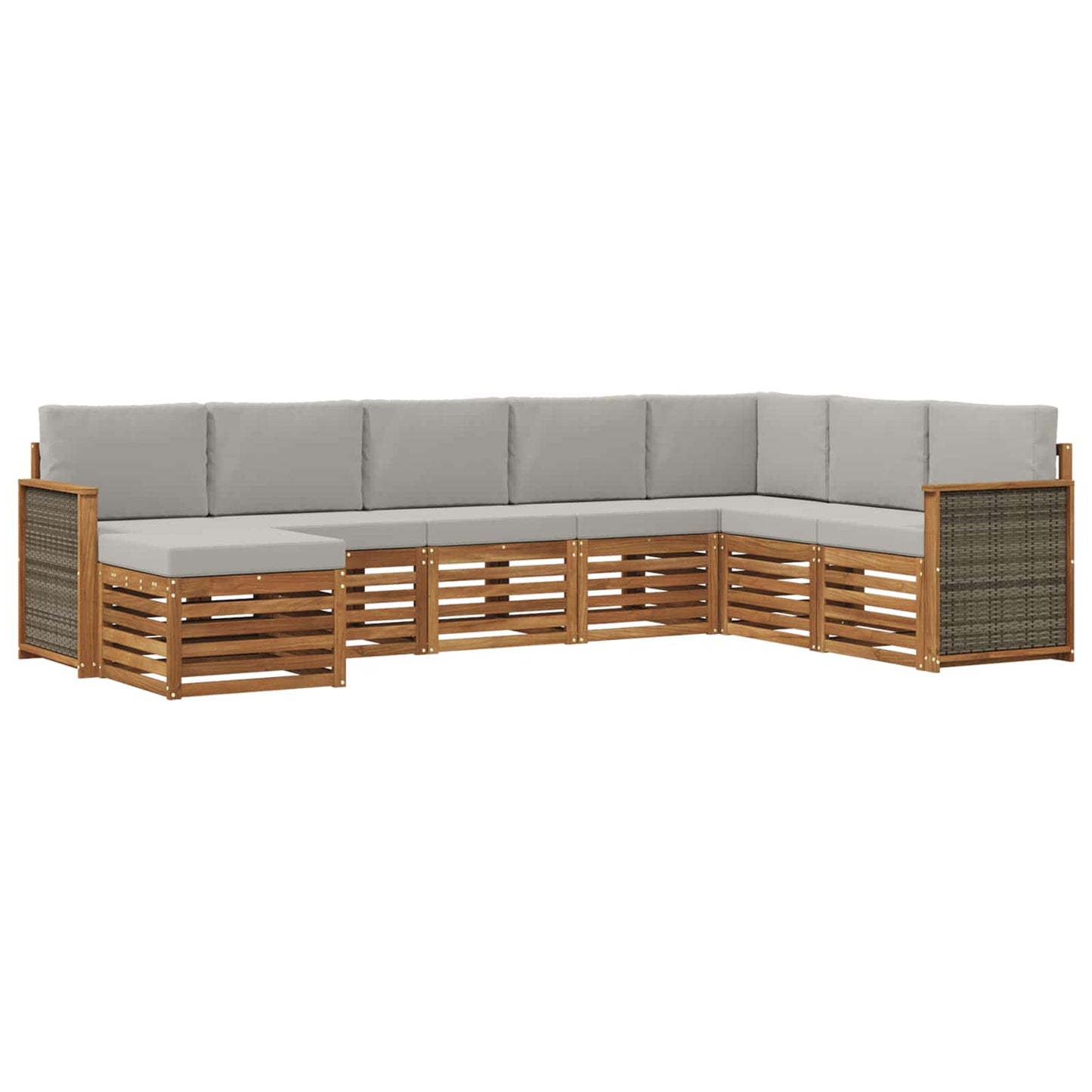 Set di divani da esterno 6 pz Naturale e Grigio Chiaro