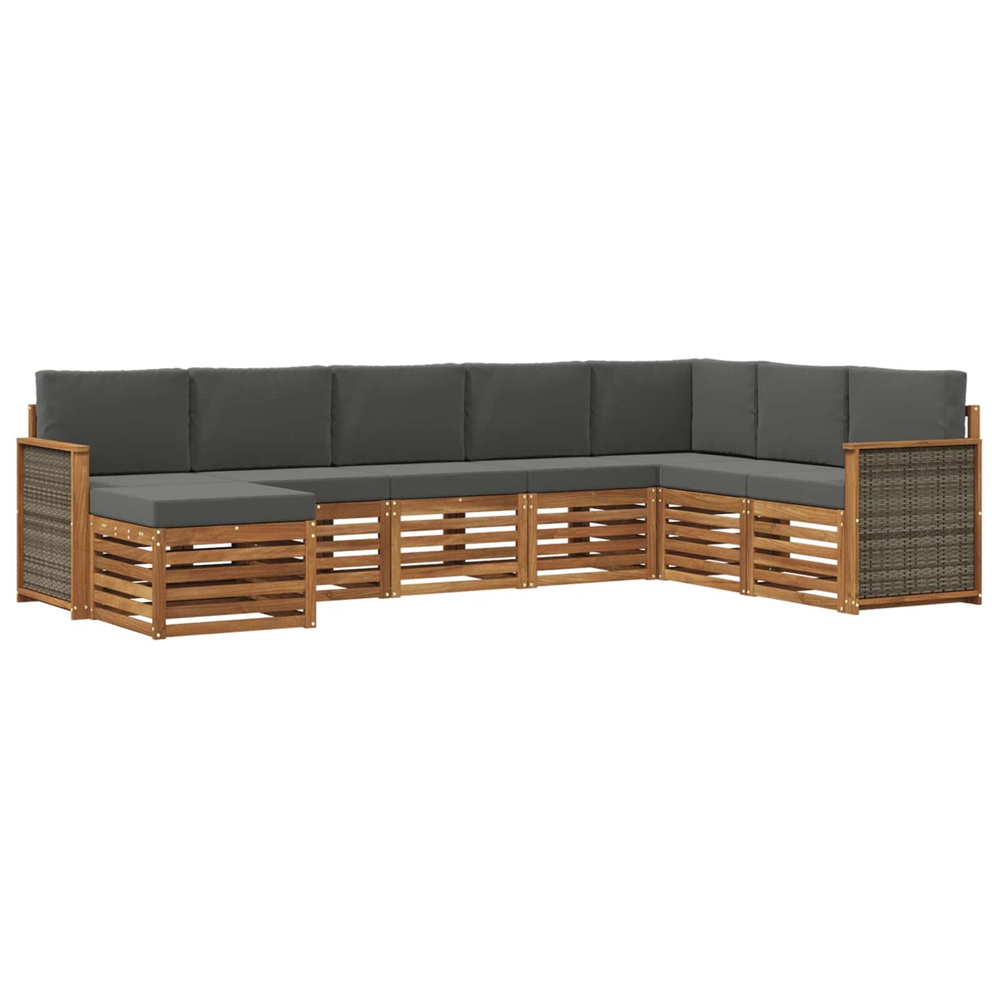 Set di divani da esterno con cuscino 6 pcs Naturale e Antracite