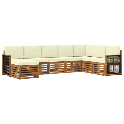 Set di divani da esterno con cuscino 6 pcs Naturale e Crema