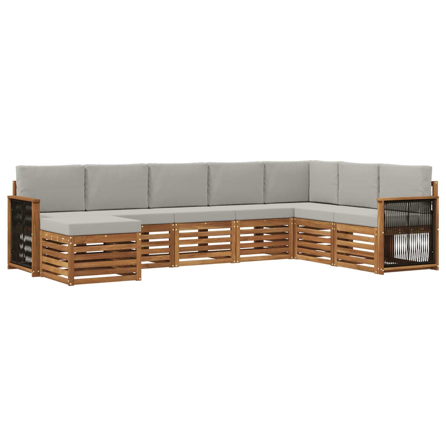 Set di divani da esterno 6 pz Naturale e Grigio Chiaro