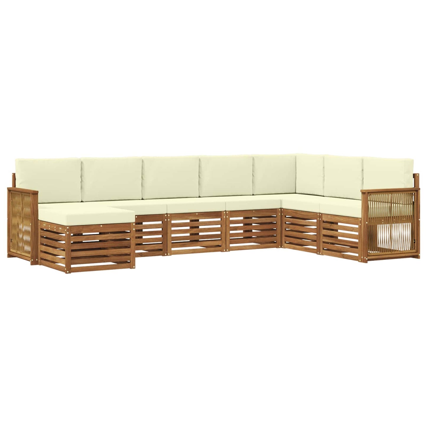 Set di divani da esterno 6 pz Naturale e Crema