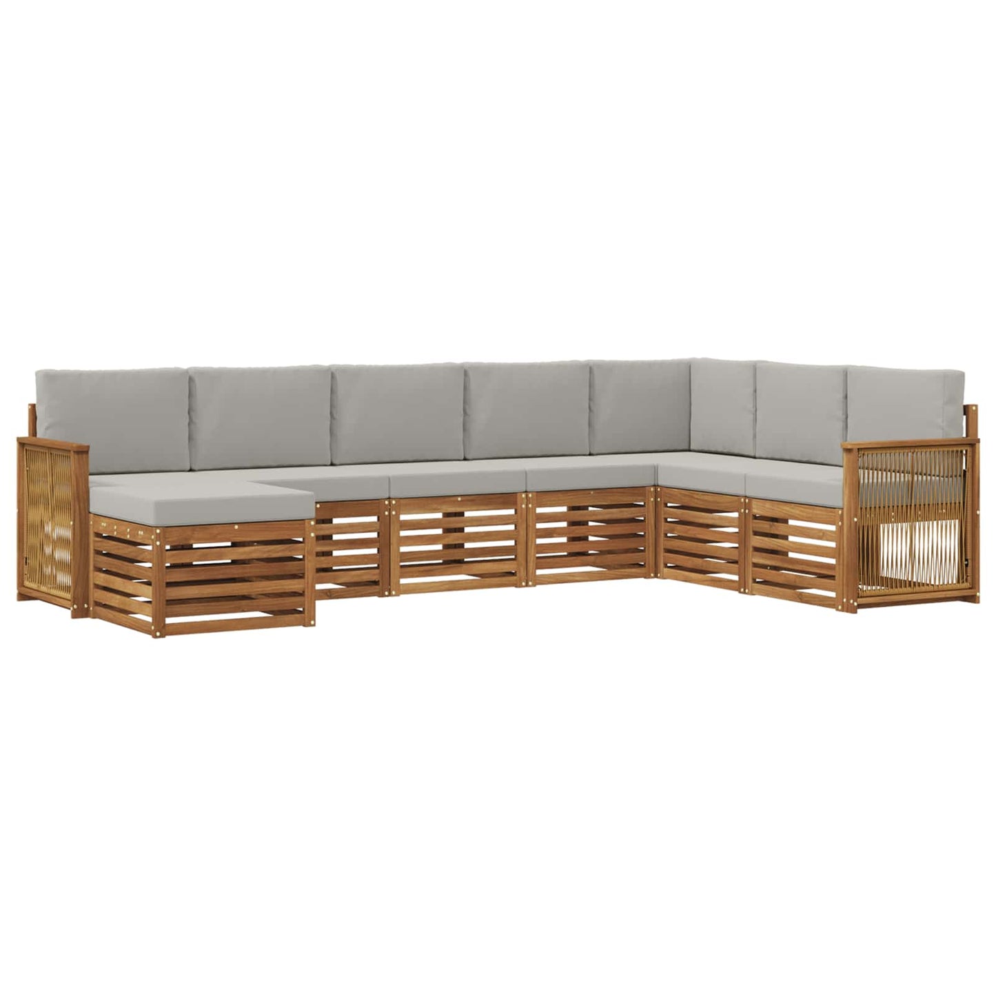 Set di divani da esterno 6 pz Naturale e Grigio Chiaro