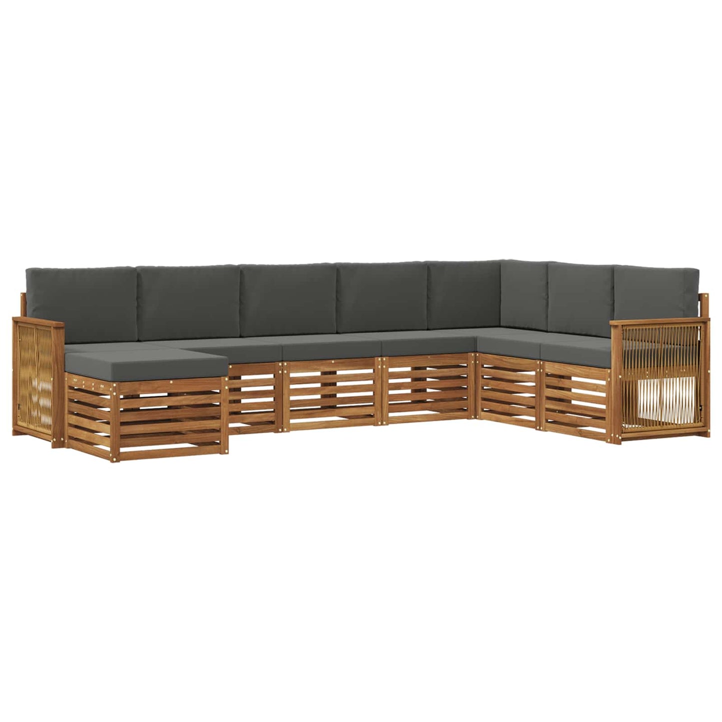 Set di divani da esterno con cuscino 6 pcs Naturale e Antracite