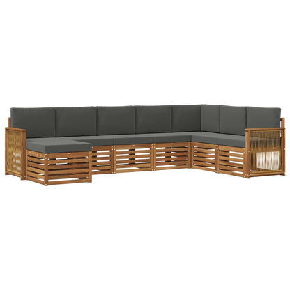 Set di divani da esterno con cuscino 6 pcs Naturale e Antracite