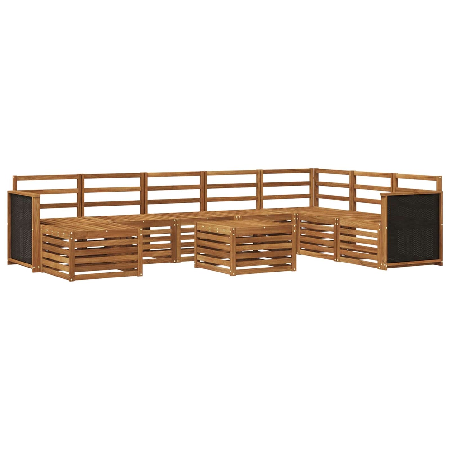Set di divani da esterno 7 pz Naturale Legno di Acacia Massello