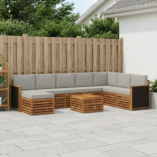 Set di divani da esterno 7 pcs Naturale e Grigio Chiaro