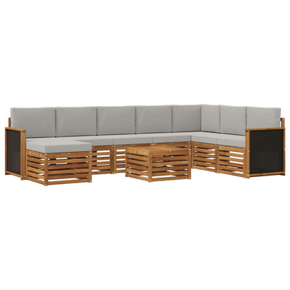 Set di divani da esterno 7 pz Naturale e Grigio Chiaro