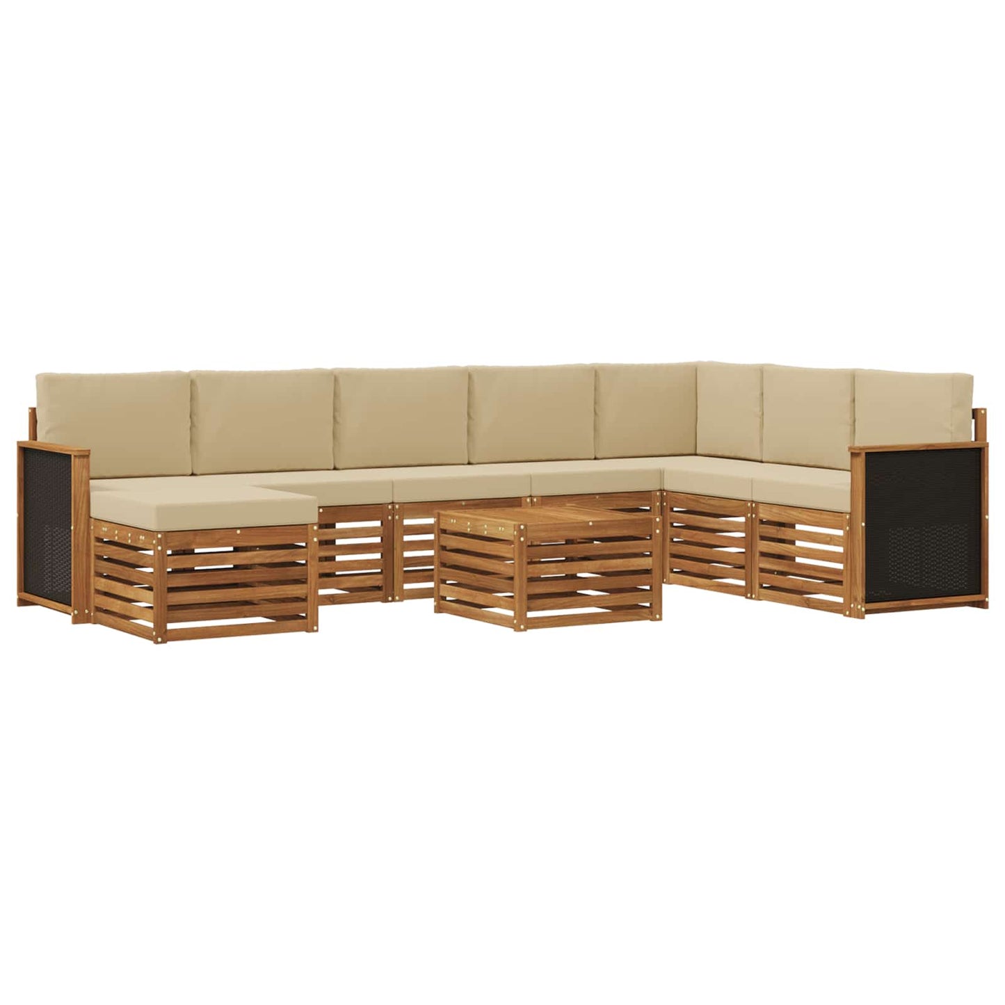 Set di divani da esterno con cuscino 7 pcs Naturale